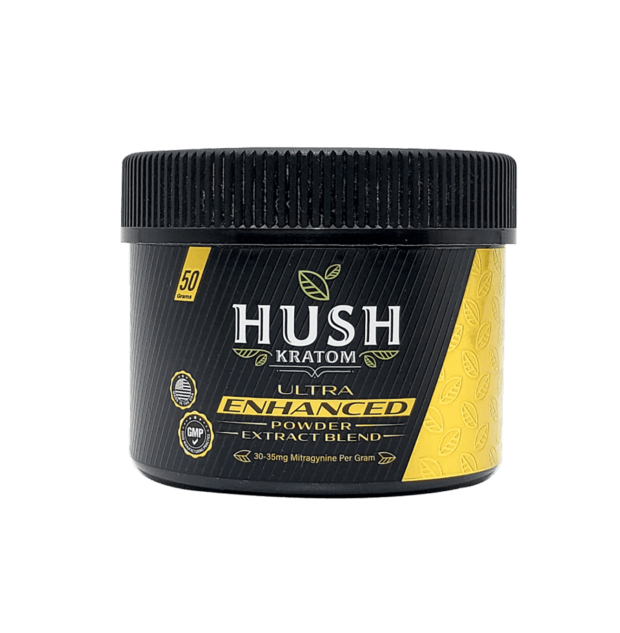hush kratom ultra enhance powder extract blend eds