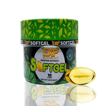 CBD oil in softgel form with 30mg per capsule, packed in a 10-count jar.