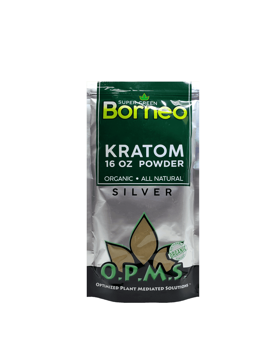 OPMS Borneo super green kratom silver 16oz powder min opt