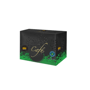 A box of EXP Cafe with grass.