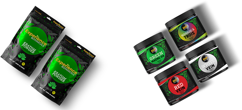 Homepage features various packages of kratom products presented in different vein colors for 2024.